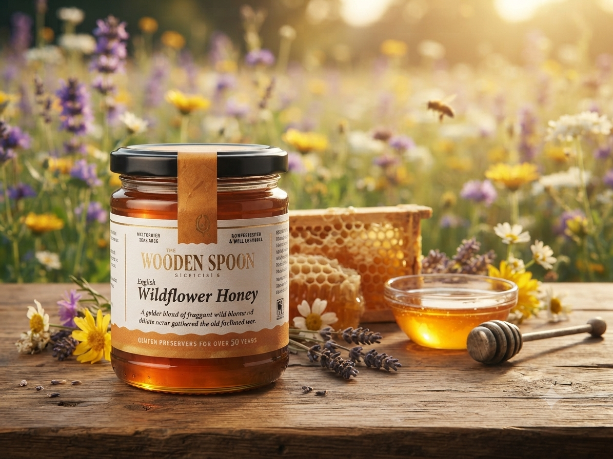 Wooden spoon English wildflower honey